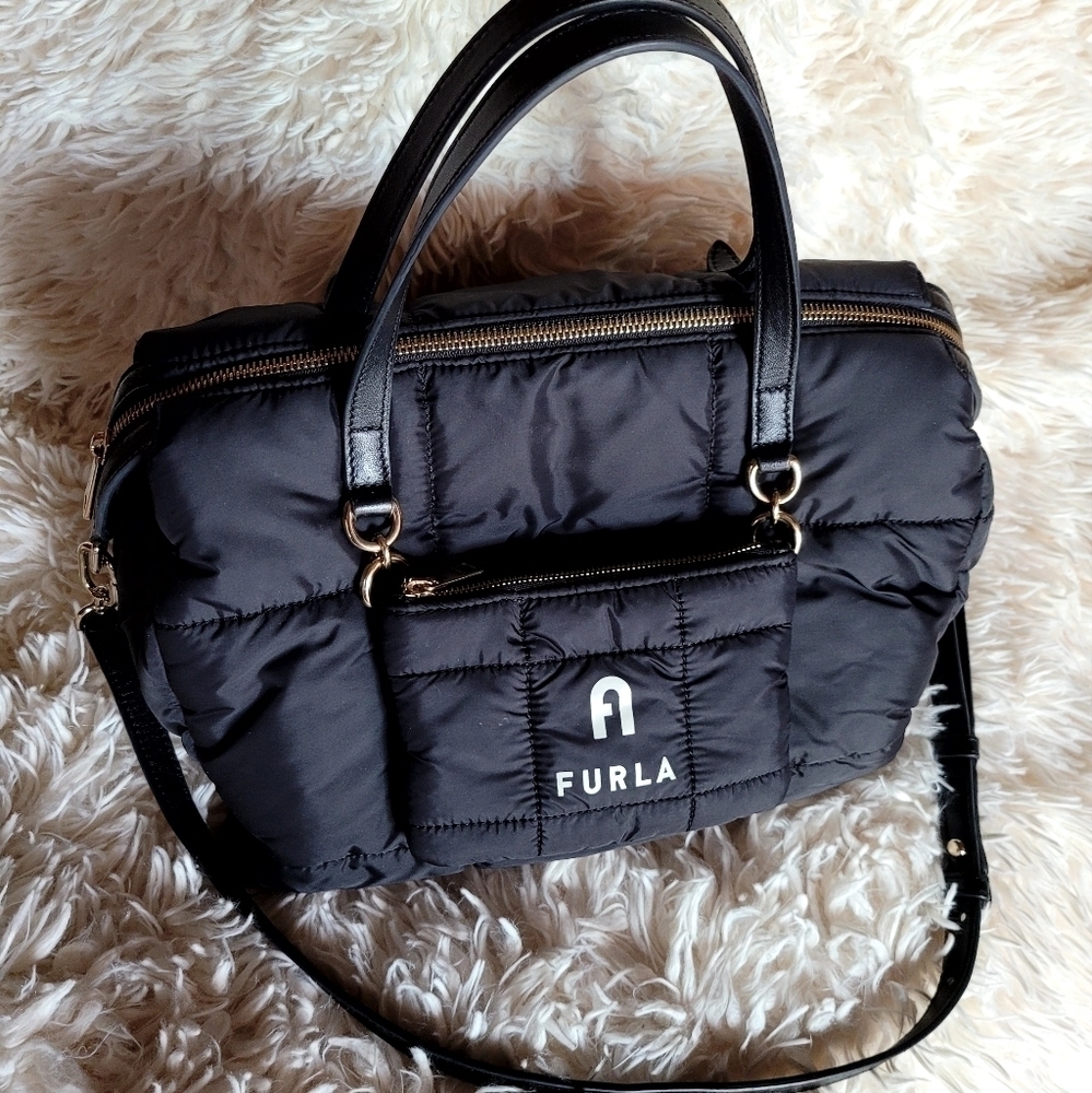 Furla Nylon Puffer Tote Black